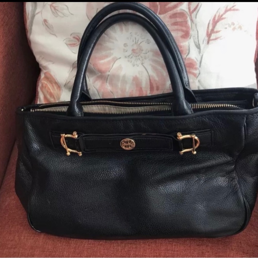 Tory burch Horsebit Jaden Black Satchel Purse Bag